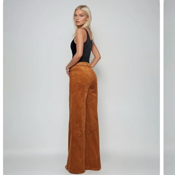 Unique Vintage Rich Brown Wide Leg Corduroy Pants - Picture 2 of 7